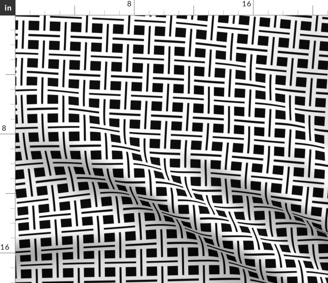 White Stripes on Black Open Weave