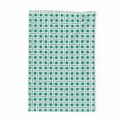 White on Emerald Open Weave Stripes