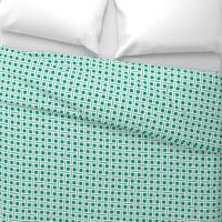 White on Emerald Open Weave Stripes