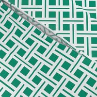 White on Emerald Open Weave Stripes