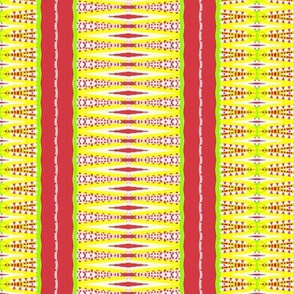 Yellow and Red  with Green Stripe