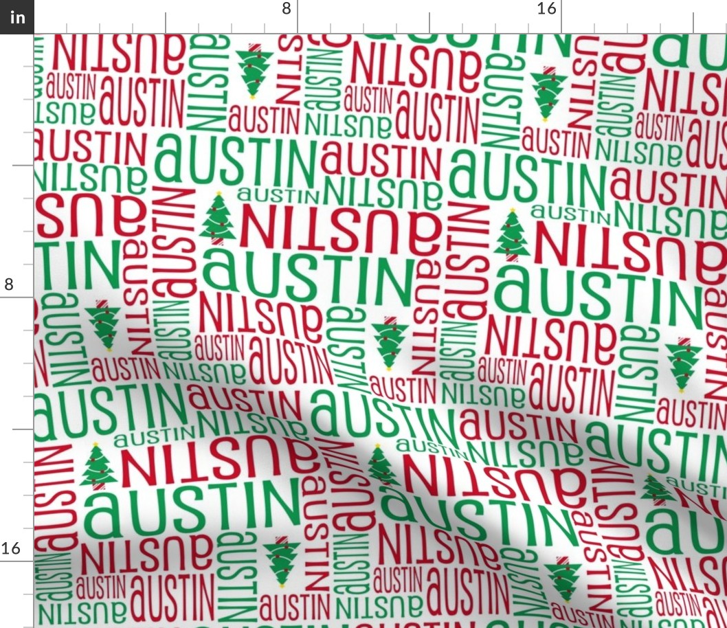 Personalised Name Fabric - Christmas Trees