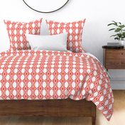 Oval and Diamond Lattice Stripe in Bright Coral Red