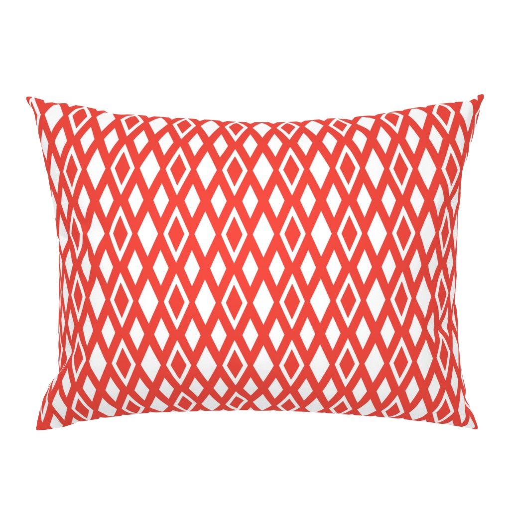 Bold Diamond Stripe in Coastal Coral Red