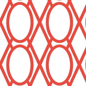 Open Oval and Diamond Geometric Lattice in Coral Red