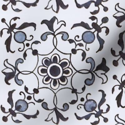 Floral Tiles in Blue and White