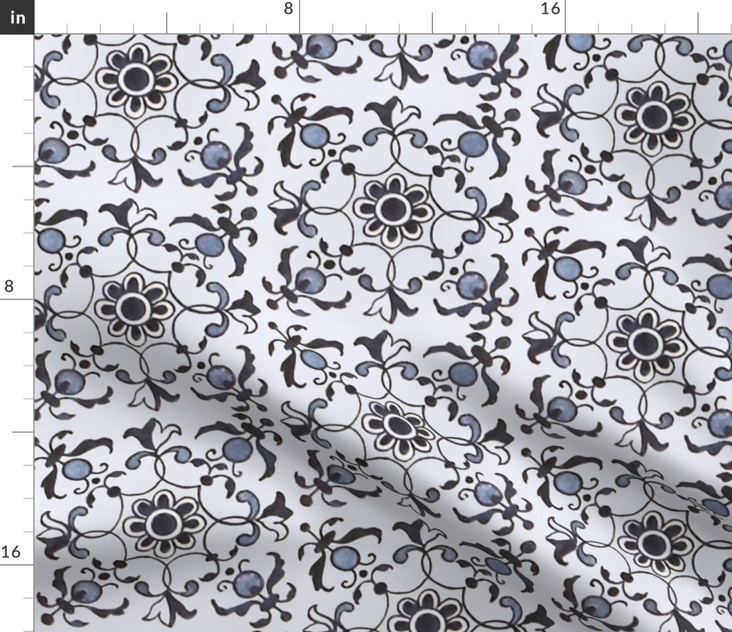Floral Tiles in Blue and White