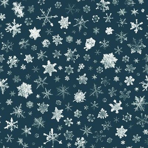 Retro Skiing Snowflakes - large snowflakes on navy