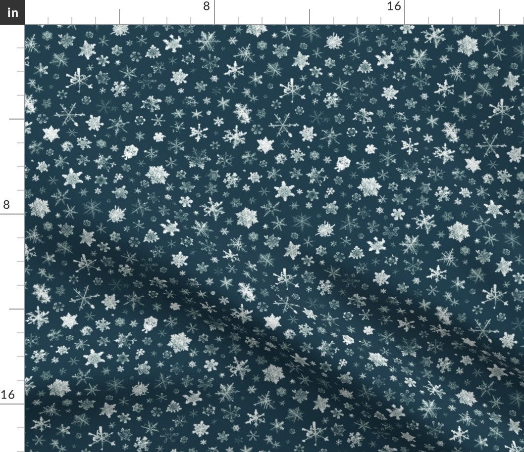 Retro Skiing Snowflakes - large snowflakes on navy