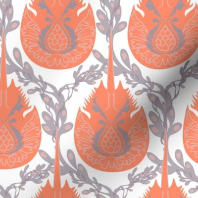 Horseshoe Crab Damask-Tangerine