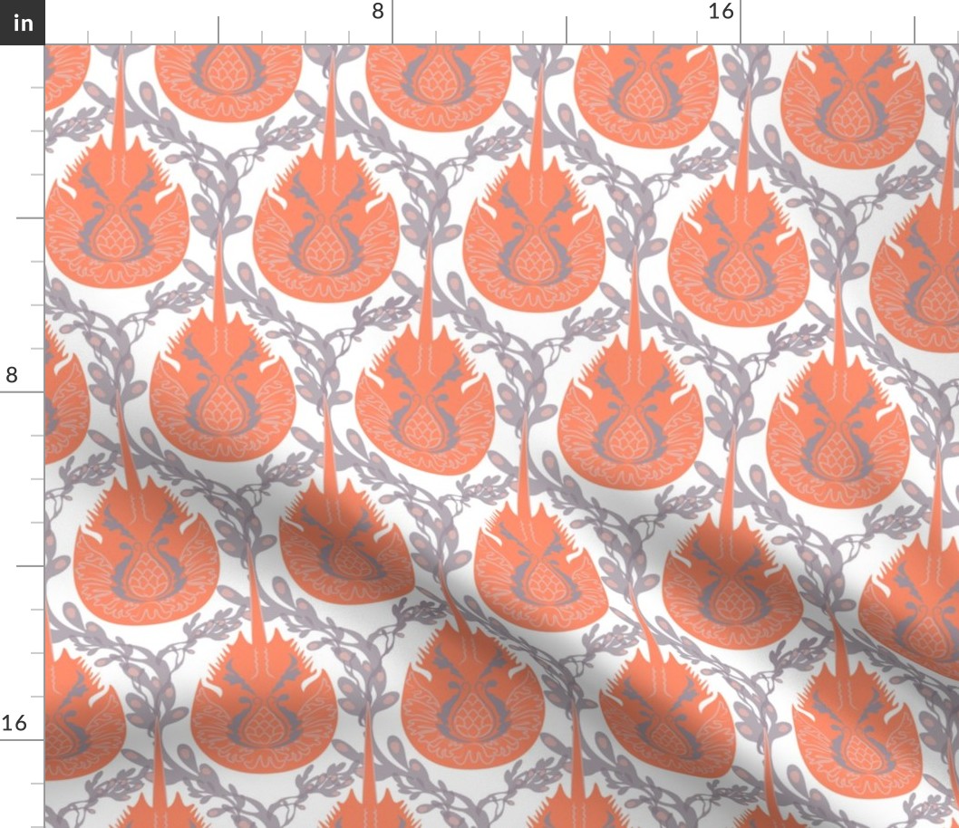 Horseshoe Crab Damask-Tangerine