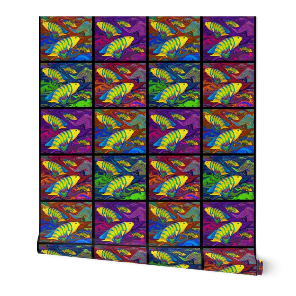 FISHES WAVES 4 in 1 or 1 Yard PANEL