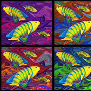 FISHES WAVES 4 in 1 or 1 Yard PANEL