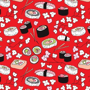 Cherry blossom sushi time japanese food red