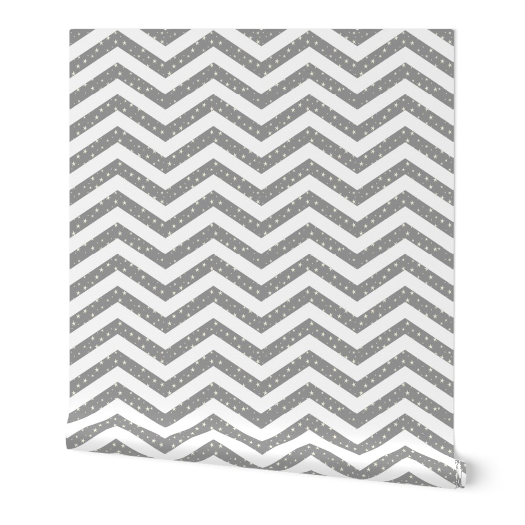 Chevron Stars, Grey and White