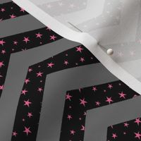  Black and Grey Chevron with Pink Stars