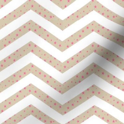 Cappuccino and White Chevron with Pink Stars