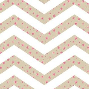 Cappuccino and White Chevron with Pink Stars