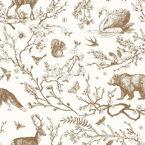 Spring Woodland Toile (sepia/linen) XXLRG