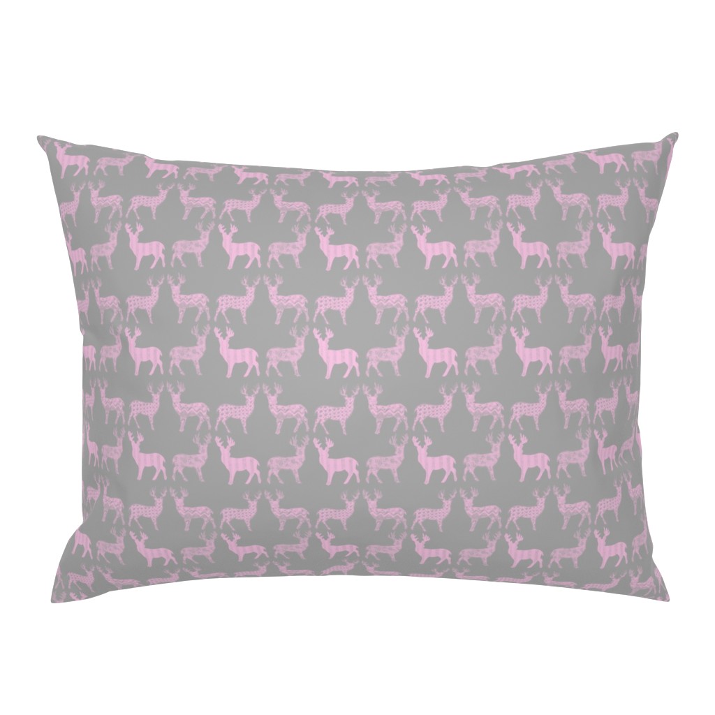 Pink Meadow Deer on Grey