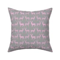 Pink Meadow Deer on Grey