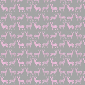 Pink Meadow Deer on Grey