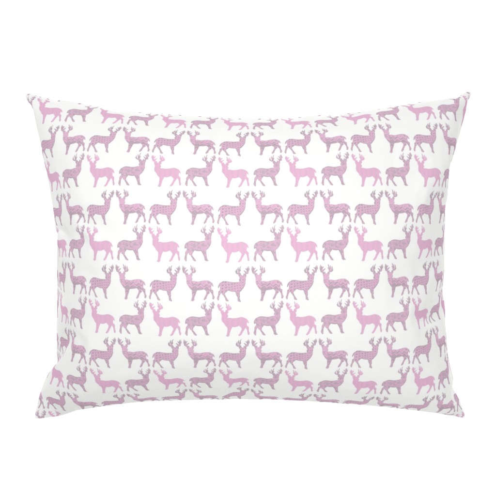 Pink Grey Meadow Deer on White