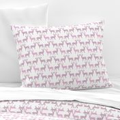 Pink Grey Meadow Deer on White