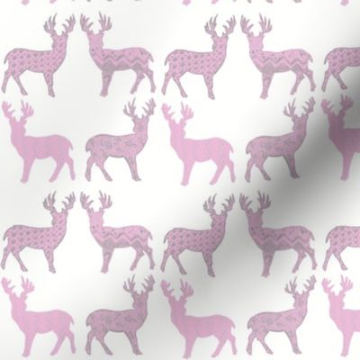 Pink Grey Meadow Deer on White