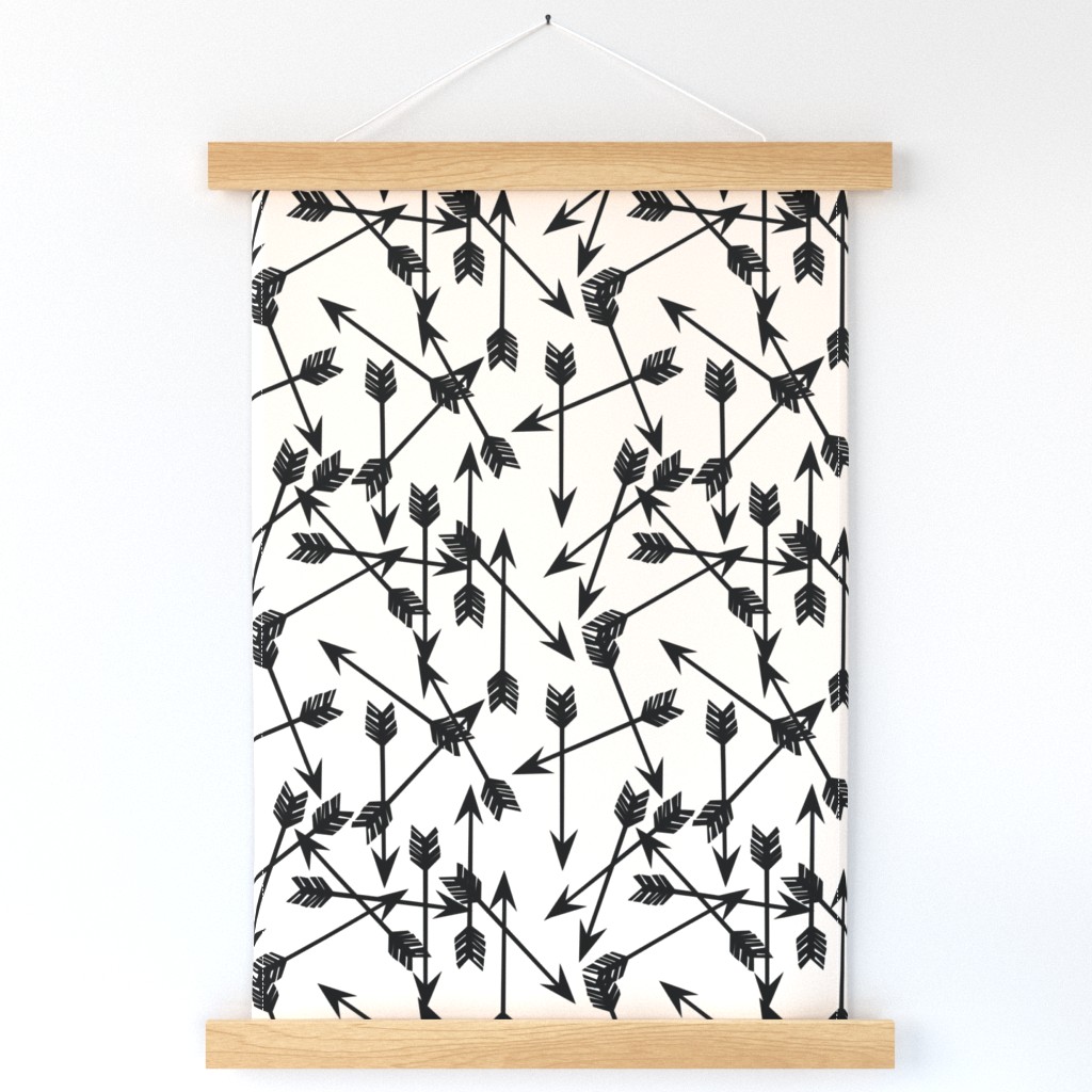 arrows scattered // black and white black and cream minimal arrows southwest tribal print