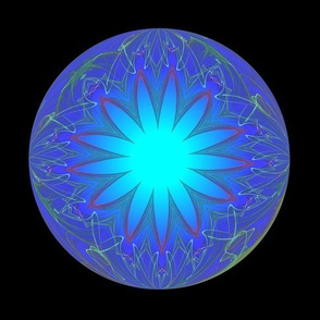 Blue and Green Glowing Fractal Ball