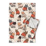 cats in sweaters // holiday christmas sweater ugly sweater illustration pattern for fashion textiles and wallpapers