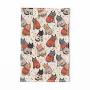 cats in sweaters // holiday christmas sweater ugly sweater illustration pattern for fashion textiles and wallpapers