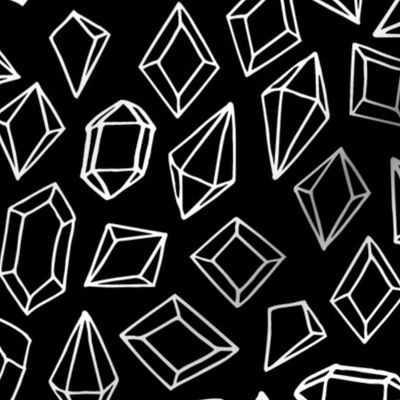 crystals // black and white gem design gems fabric gemstones fabric