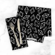 crystals // black and white gem design gems fabric gemstones fabric