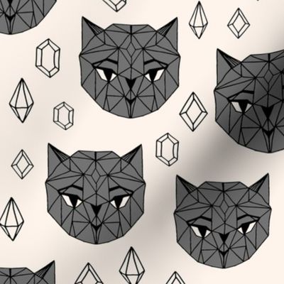 Crystal Cat Heads - Champagne/Charcoal