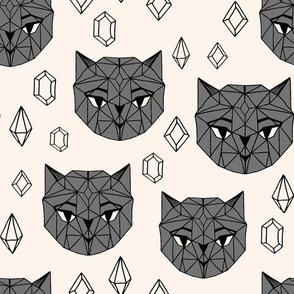 Crystal Cat Heads - Champagne/Charcoal