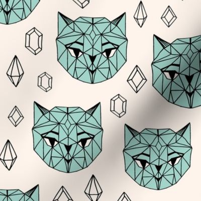 Crystal Cat - Champagne/Pale Turquoise/Black