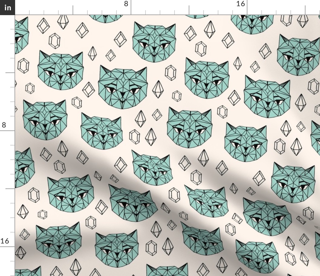 Crystal Cat - Champagne/Pale Turquoise/Black