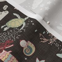 Mermaid Lullaby SMALL (Black Linen)