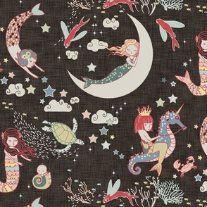 Mermaid Lullaby SMALL (Black Linen)