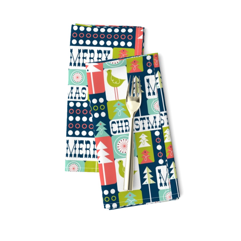 Christmas Collage - Midcentury Modern Holiday Remix Navy Blue