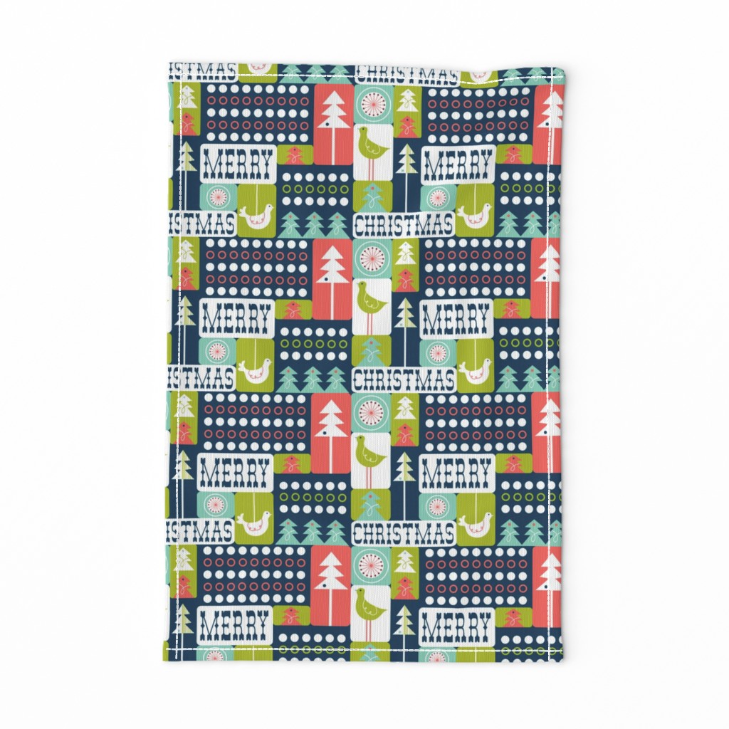 Christmas Collage - Midcentury Modern Holiday Remix Navy Blue