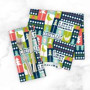 Christmas Collage - Midcentury Modern Holiday Remix Navy Blue