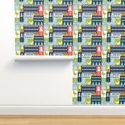 Christmas Collage - Midcentury Modern Holiday Remix Navy Blue