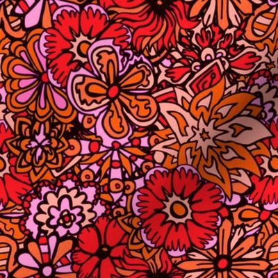 Orange  and Pink Hippy Flowers