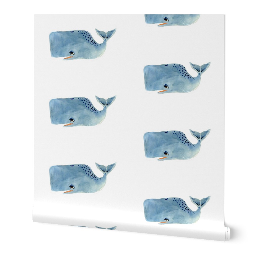 Blue Whale on White Background