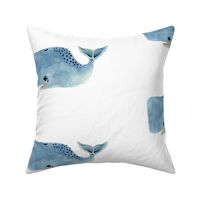 Blue Whale on White Background