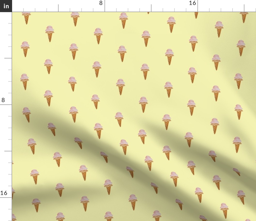 Small Watercolor Ice Cream in Waffle Cones with Pastel Yellow Background in One Direction