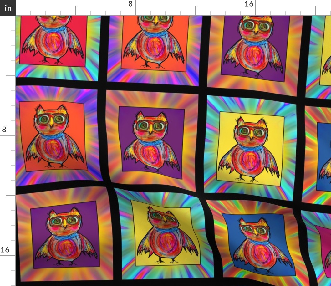 GOGGLES OWL HOOT CHECKERED PANEL Large